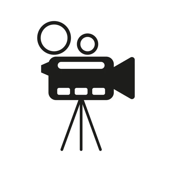 Retro Ikona Videokamery Značka Filmové Produkce Vektorová Ilustrace Eps — Stockový vektor