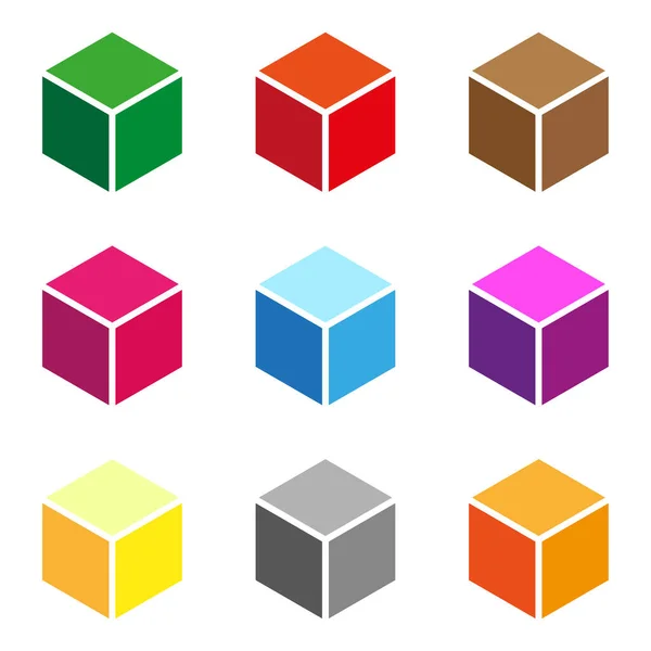 Élément Cube Isométrique Icône Cubiste Forme Abstraite Illustration Vectorielle Spe — Image vectorielle