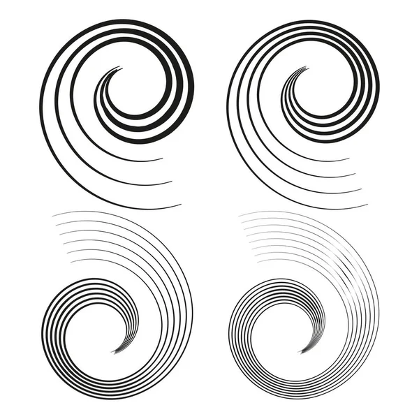 Spiral Swirl Twirl Volute Helix Eddy Vortex Shape Radial Lines — Stock Vector