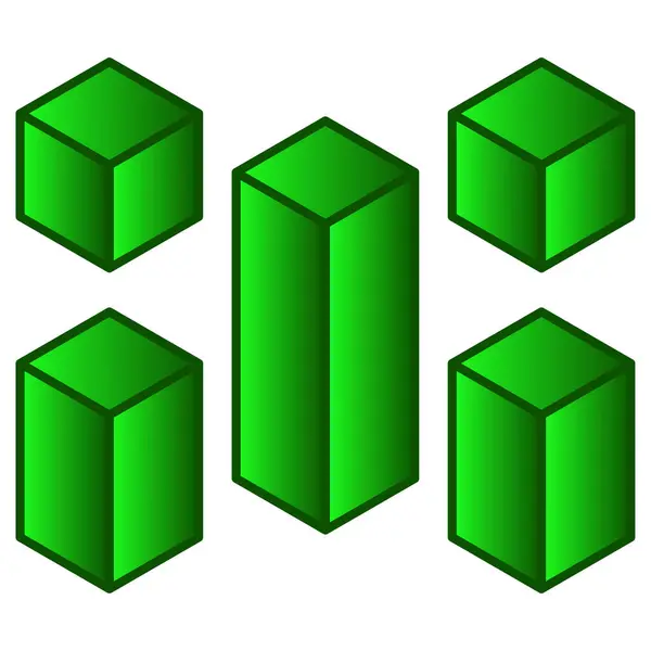 Cubos Verdes Empilhados Artisticamente Design Limpo Moderno Com Ângulos Afiados —  Vetores de Stock
