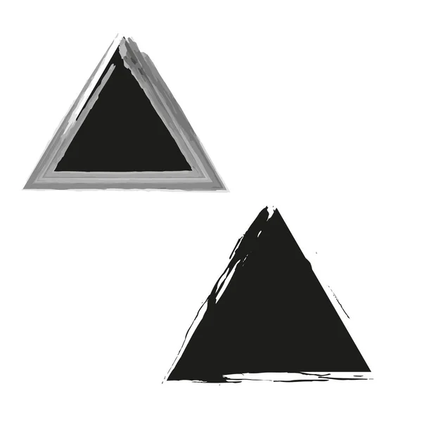 Brosse Triangle Grunge Tache Encre Peinte Main Bouton Triangle Point — Image vectorielle