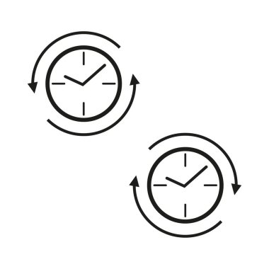 Beyaz arkaplanda saat oku simgesi. İş konsepti. Vektör çizimi. EPS 10.