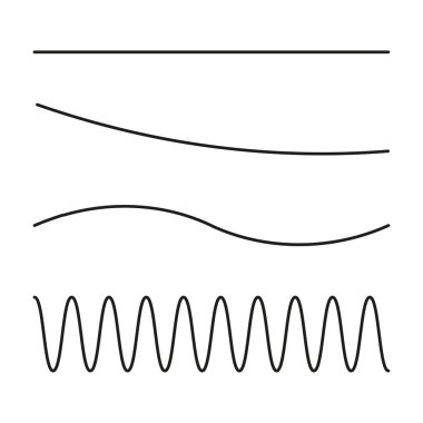 Dalgalı ya da zikzak çizgileri koleksiyonu. Yatay ince çizgiler dalgalanıyor. Noktalı çizgi. Büyük set siyah renk. Vektör çizimi. EPS 10.
