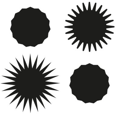 Yıldız patlaması, güneş patlaması fiyat etiketi, boş boşluklu etiket simgesi. Fiyat flaş düğmesi, iğne şekli. Vektör çizimi. EPS 10.