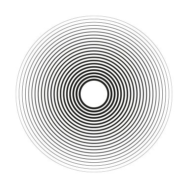 Eşmerkezli daireler, halkalar. Geometrik yayılma ve radyal daireler, çizgi elementi. Vektör çizimi. EPS 10.