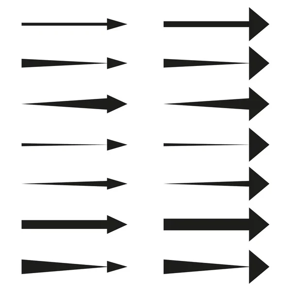 Zwarte Pijlen Wijzen Naar Rechts Pijlvormelement Ingesteld Vector Illustratie Eps — Stockvector