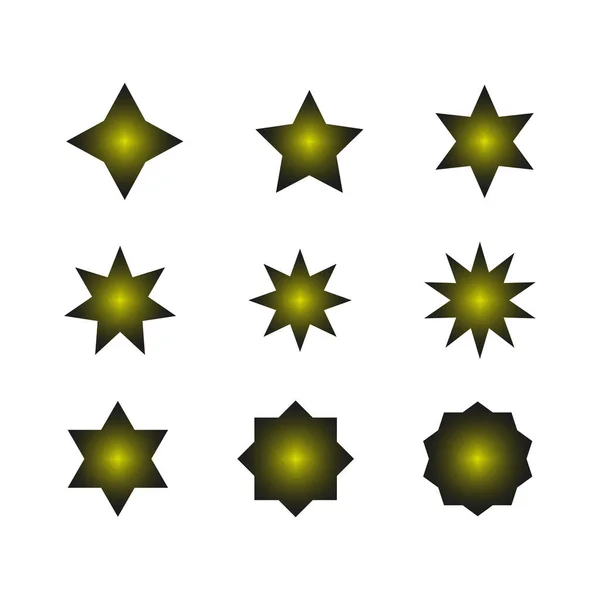 Różne Ikony Gwiazd Żółte Znaki Zbiór Abstrakcyjny Element Wzornictwa Jakości — Wektor stockowy
