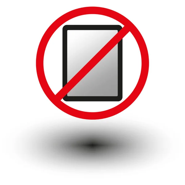 Kein Gadgets Zeichen Tablet Symbol Roter Kreis Verbotenes Konzept Öffentliche — Stockvektor