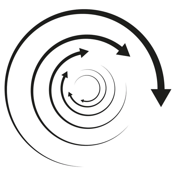 Obracające Się Strzały Koncentryczny Promieniowy Okrągły Element Strzałki Kursor Cykliczno — Wektor stockowy