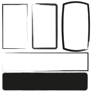 Siyah fırça dikdörtgenli ikon. Tasarım simgesi. Fırça dokusu. Vektör çizimi. EPS 10.