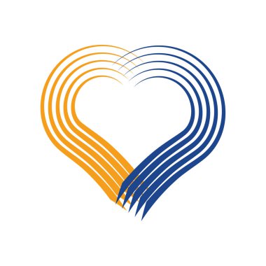 Ukrayna bayrağı, kalp şeklinde. Ukrayna ulusal sembolü. Savaşı durdurun. EPS 10. Vektör illüstrasyonu.