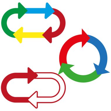 Renkli dairesel oklar. Sembolü yeniden yükle. İş stratejisi konsepti. Vektör çizimi. EPS 10.
