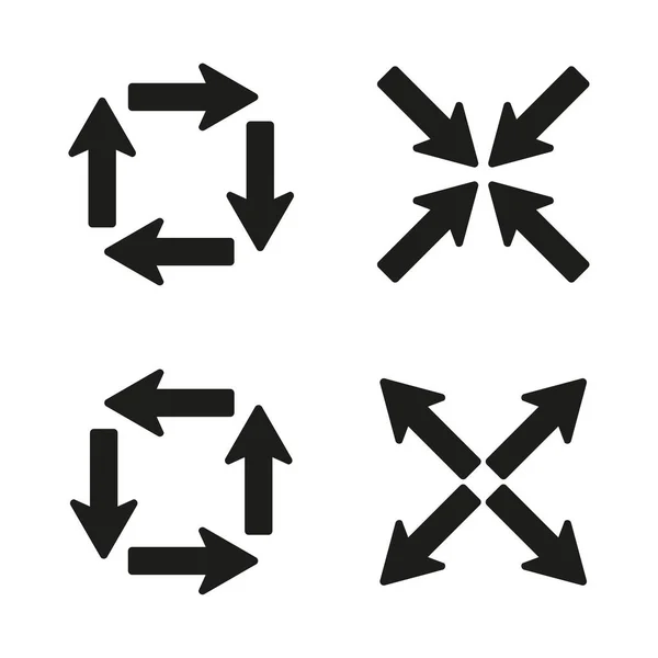 Flèches Noires Vers Intérieur Vers Extérieur Icône Flèche Pointeur Emblème — Image vectorielle