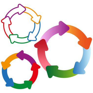 Okları yerleştirilmiş döngü diyagramı. 1,2,3,4,5,6 adım pasta grafiği veya daire grafiği. İş sunumu konsepti. EPS 10.