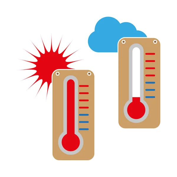 Çizgi Film Termometresi Işareti Karikatür Termometreleri Farklı Hava Tıbbi Tasarım — Stok Vektör