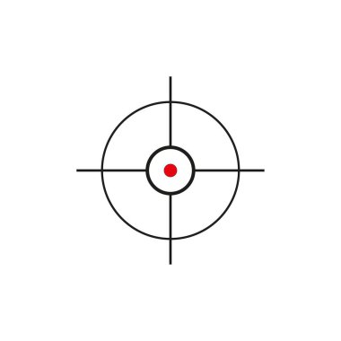 Nişan al, hedef al, nişan al, ikon. Tam isabet için parçacık sembolü. Nokta kavramları. Vektör çizimi. EPS 10.