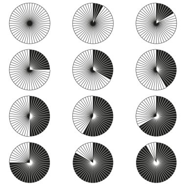 Siyah daire ışınları. Siyah arka plan. Soyut geometrik yuvarlak şekil. Grafik elementi. Vektör illüstrasyonu.