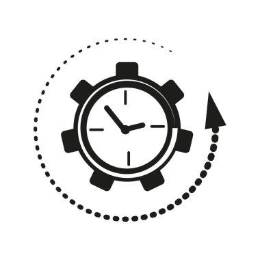 Ok, zaman, dişli, saat simgesi. Basit satır, ui ve ux için simge taslağı, web sitesi veya mobil uygulama. Vektör çizimi. EPS 10.