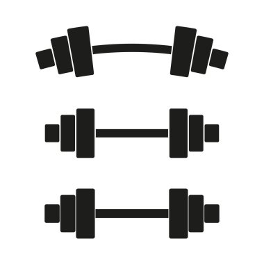 Jimnastik ikonu için Dumbbell. Basit ağırlıklar. Vektör çizimi. EPS 10.