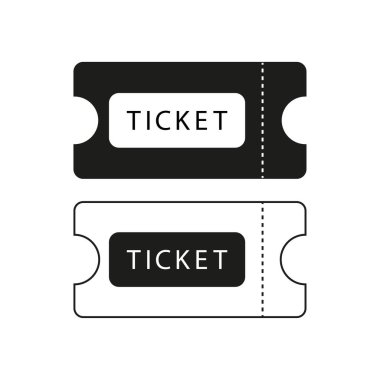 Beyaz arka planda bilet simgesi. Vektör çizimi. EPS 10.