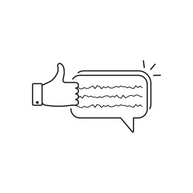 Geri bildirim simgesi, istemci incelemesi, tanımlama çizgisi sembolü. İkon gibi. Sosyal tabela tamam. Vektör illüstrasyonu. EPS 10.