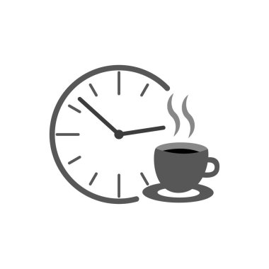 Kahve saati ikonu, çay saati, ince çizgisel sembol. Vektör çizimi. EPS 10.