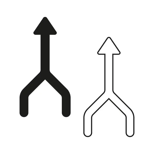 Duas Setas Verticais Conectando Uma Seta Central Ilustração Vetorial Ilustração — Vetor de Stock
