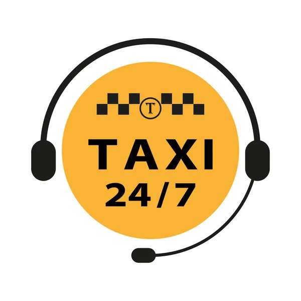 Panneau Taxi Badge Service Taxi Autocollant Jaune Service Appel Taxi — Image vectorielle