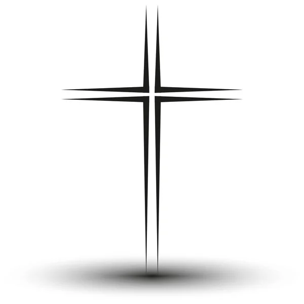 Ikona Gray Christian Cross Jednoduchý Křesťanský Kříž Pozadí Vektorová Ilustrace — Stockový vektor