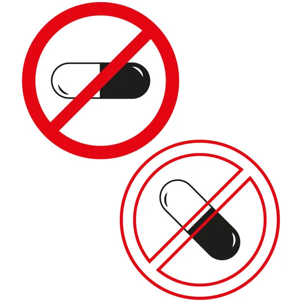 Nessun Segno Pillola Divieto Delle Pillole Pillole Proibite Illustrazione Vettoriale — Vettoriale Stock