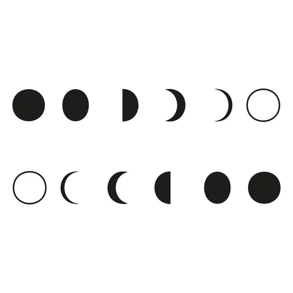 Phases Lunaires Icône Astronomie Spatiale Nocturne Nature Lune Phases Sphère — Image vectorielle