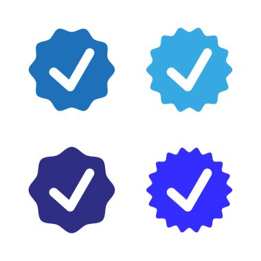 Mavi işaret. Sosyal ağ kalitesi tweet 'i. Vektör çizimi. Hisse senedi. EPS 10.