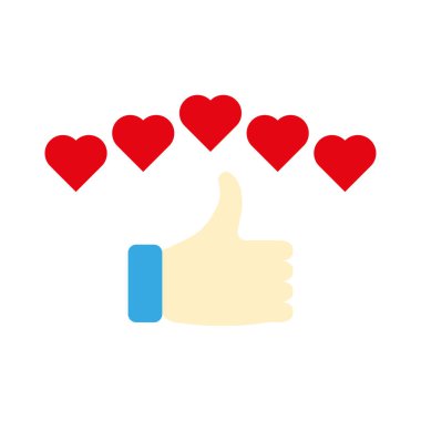 Kalp atışı, eleştiriler, baş parmaklar, beğeni. Vektör çizimi. Stok resmi. EPS 10.