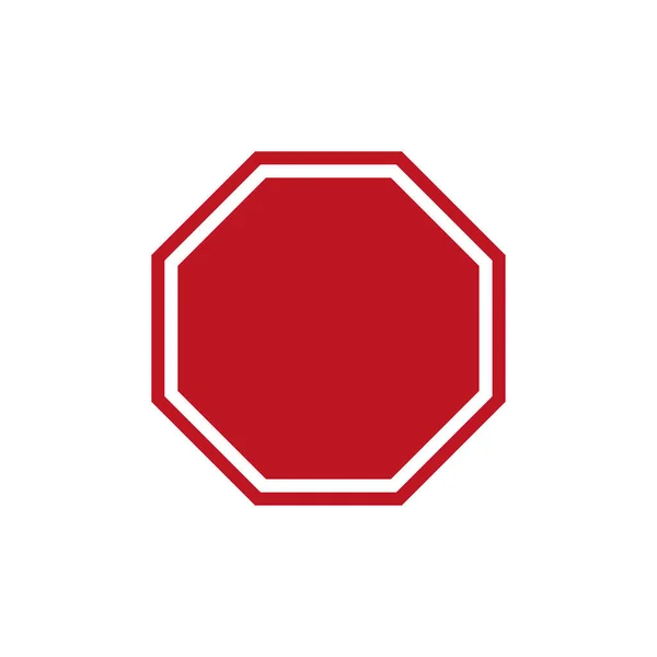 Blank Stop Sign Red Empty Hexagon Road Sign Vector Illustration — Stock Vector