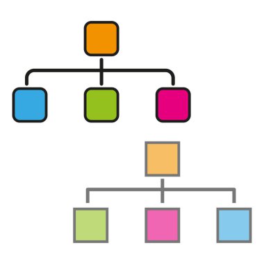 Beyaz arkaplanda organizasyon şeması simgesi. Vektör çizimi. Stok görüntüsü. EPS 10.
