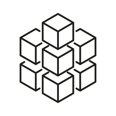 Blockchain ikonu, finans için zincir teknolojisini engelleyin. Vektör çizimi. Stok görüntüsü. EPS 10.