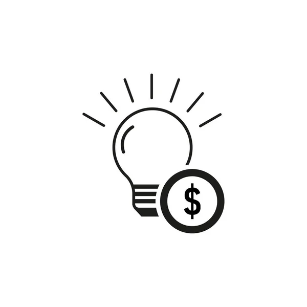 Peníze Nápad Ikona Obchodní Světlo Dolar Žárovkou Vektorová Ilustrace Image — Stockový vektor