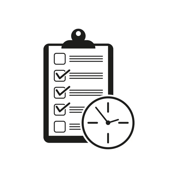 Проверка Время Значок Векторная Иллюстрация Формы Заказа Бумага Часы Векторная — стоковый вектор