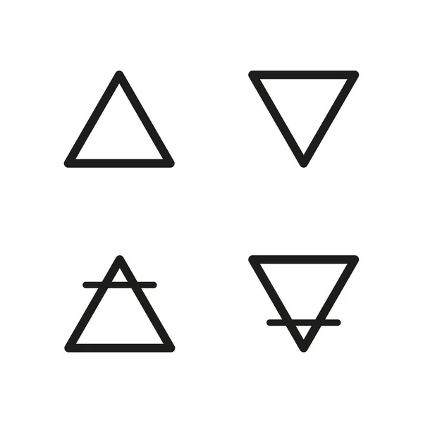 Набір Символів Чотирьох Елементів Лінія Трикутник Повітря Вогонь Вода Символ — стоковий вектор