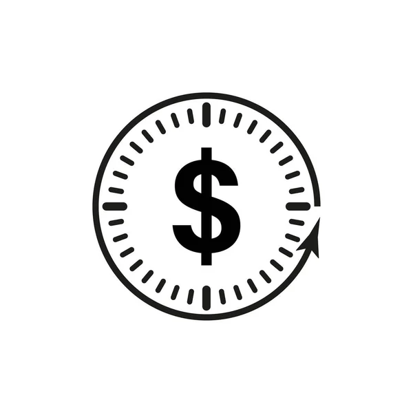 时间是货币图标 美元与时钟线性符号隔离 矢量图解 股票形象 Eps — 图库矢量图片