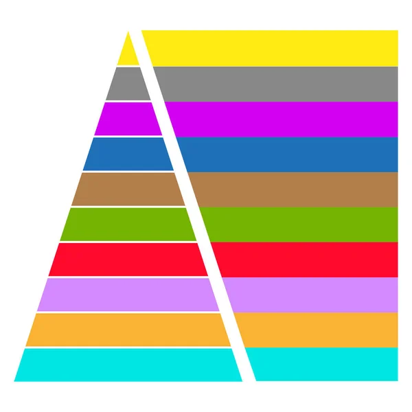 Färgglada Triangeln Pyramid Diagram Banderoller Diagram Diagram Grafisk Mat Vektorillustration — Stock vektor