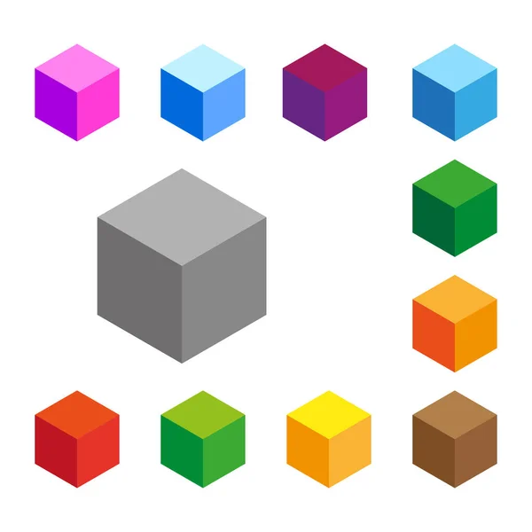 Cube Isométrique Dans Couleurs Illustration Vectorielle Image Stock Spe — Image vectorielle