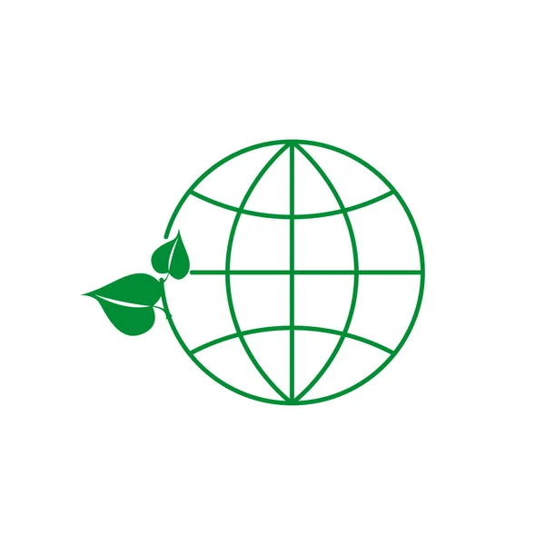 绿色地球的概念 世界生态 自然全球保护 标志生态环境 全球与树叶 矢量图解 股票形象 Eps — 图库矢量图片