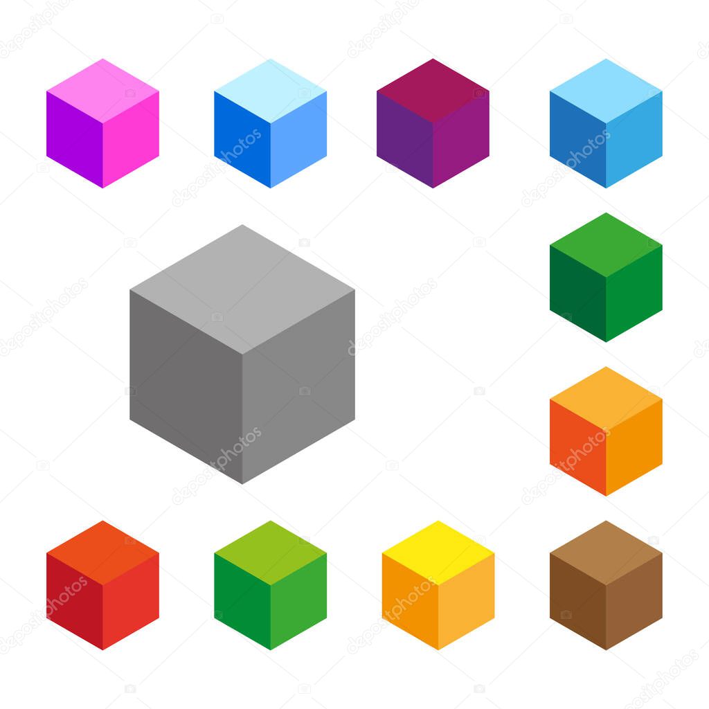 Isometric cube in more colors. Vector illustration. stock image. EPS 10.