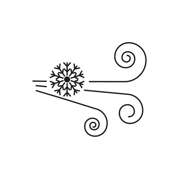 Икона Холодного Ветра Холодный Воздух Кондиционера Снежинка Спиральными Линиями Замерзание — стоковый вектор