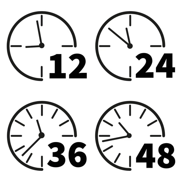 时间图标集 箭头小时12 48和72 递送服务时间 工作时间时钟 矢量图解 股票形象 Eps — 图库矢量图片