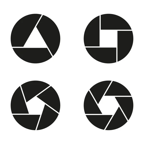 Απλές Σιλουέτες Κλείστρου Κάμερας Σχισμή Σύμβολο Κλείστρου Εικόνα Εστίασης Φακού — Διανυσματικό Αρχείο