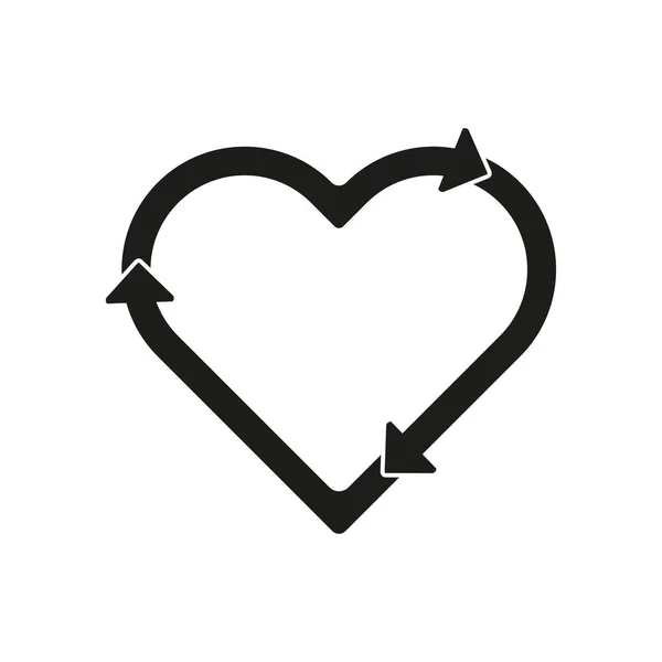 Переработать Знак Стрелки Сердца Recycle Love Icon Векторная Иллюстрация Фондовый — стоковый вектор