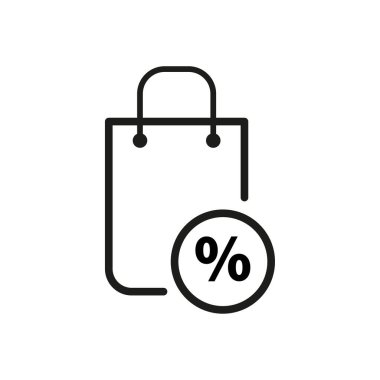 Alışveriş poşeti ikonu. % 100 'lü paket. Dükkanda satış. Teklif, hediye indirimi, fayda. Vektör çizimi. Stok görüntüsü. EPS 10.
