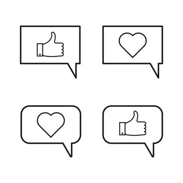 Дизайн Піктограм Великого Пальця Вгору Серця Значок Любові Векторні Ілюстрації — стоковий вектор